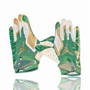 Jordan Fly Lock 2.0 Football Receiver Gloves Adult Green Gold DNA Print